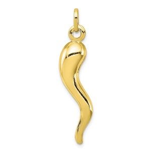 925 Sterling Silver Gold-tone Italian Horn Cornicello Necklace Charm Pendant
